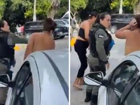 Mãe suspeita de espancar a filha leva tapa de policial em Pernambuco